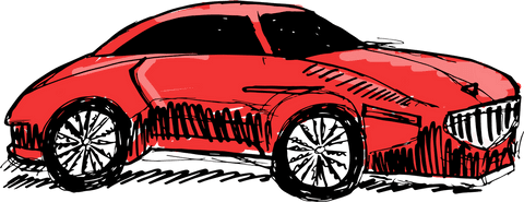 Transparent Digital Illustration of Red Sports Car