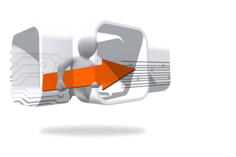 Abstract figure arrow on transparent digital screen