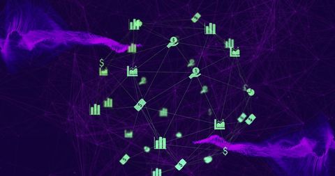 Digital Network of Global Finance Symbols on Dark Background - Download Free Stock Images Pikwizard.com