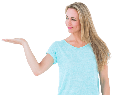 Blonde Woman Smiling with Outstretched Hand on Transparent Background - Download Free Stock Videos Pikwizard.com