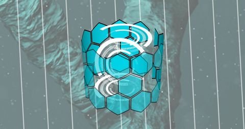 Futuristic DNA and Data Processing Conceptual Art