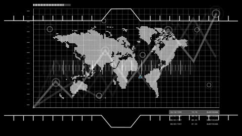 Futuristic Global Data Visualization with World Map