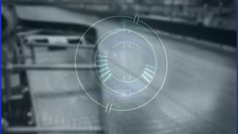 Futuristic Interface Hologram in Modern Warehouse