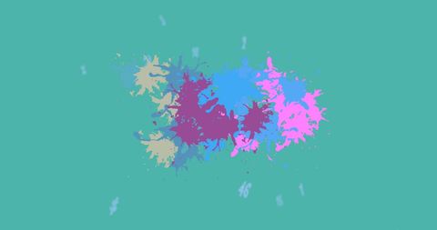 Colorful Paint Splash Design on Green Background with Numbers