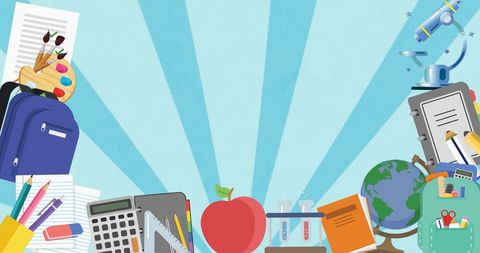 Educational Supplies and Apple with Learning Tools Background - Download Free Stock Images Pikwizard.com