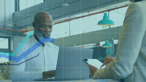 Businessman Analyzing Data with Digital Graph Overlay