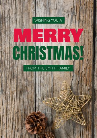 Festive Christmas Greeting on Rustic Wooden Background - Download Free Stock Templates Pikwizard.com