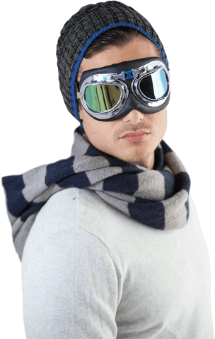 young man in winter wear with trendy aviator goggles transparent - Download Free Stock Videos Pikwizard.com