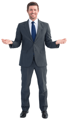 happy businessman in suit with open hands posing transparent - Download Free Stock Videos Pikwizard.com