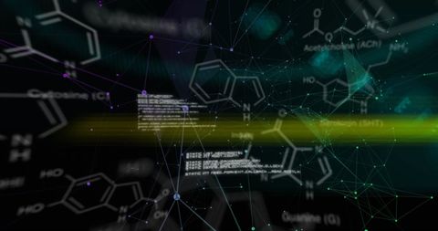 Digital Chemistry Networks with Floating Formulas - Download Free Stock Images Pikwizard.com
