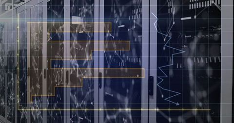 Global Data Network with Digital Graph Overlay on Servers - Download Free Stock Images Pikwizard.com