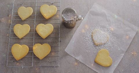 Freshly Baked Heart Cookies with Powdered Sugar - Download Free Stock Images Pikwizard.com