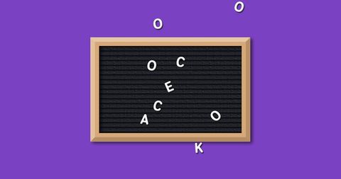 Scattered Letter Board with School Theme on Violet Background