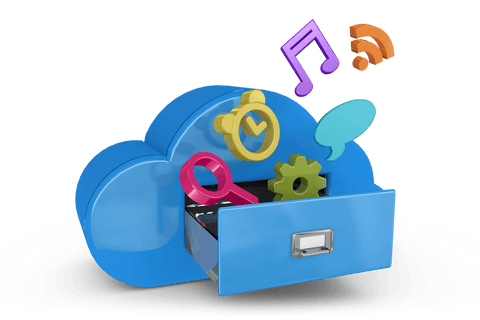 digital cloud with media icons on transparent background - Download Free Stock Videos Pikwizard.com