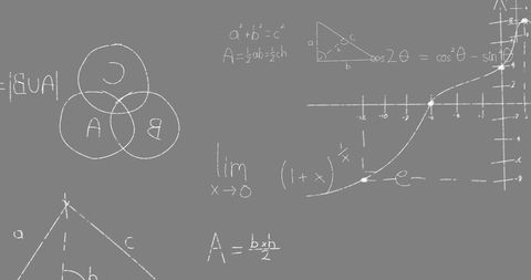 White Mathematical Equations and Diagrams on Grey Background - Download Free Stock Images Pikwizard.com