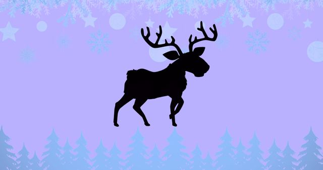 Black Silhouette of Reindeer on Festive Christmas Background - Download Free Stock Images Pikwizard.com