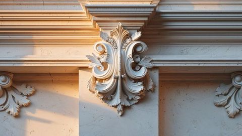 Ornate classical corbel with acanthus leaf motifs