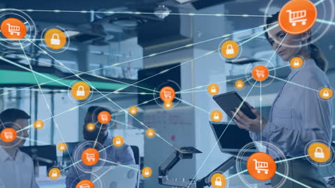 Business People Using Technology with Digital Network Connections