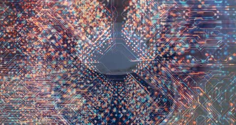 Futuristic Microchip with Radiating Circuit Patterns