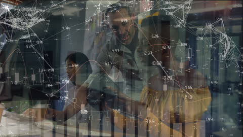 Global Business Team Analyzing Digital Financial Data Trends