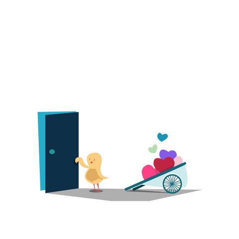 Chick with Hearts for Mother's Day - Transparent Illustration