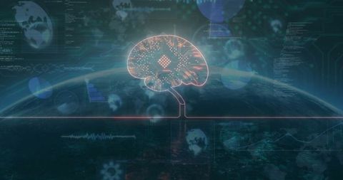 Futuristic Digital Brain Circuit Over Global Data Network