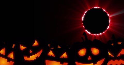 Halloween Pumpkins Under Eerie Eclipse Glow - Download Free Stock Images Pikwizard.com