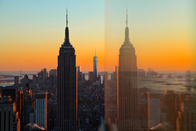Stunning Double Exposure of Empire State Building at Sunset - Download Free Stock Photos Pikwizard.com