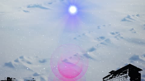 Abstract Winter Scene with Falling Snow and Light Spots