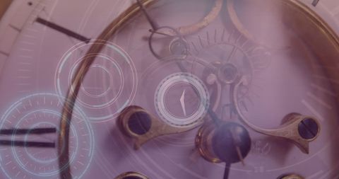 Close-Up of Vintage Clock Dial with Digital Overlay - Download Free Stock Images Pikwizard.com