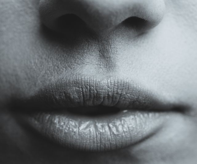 Close-Up of Human Lips in Black and White - Download Free Stock Photos Pikwizard.com