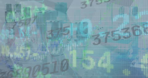 Abstract Financial Data with Stock Market Graphics Overlay