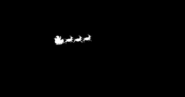 Silhouette of Santa Claus Sleigh and Reindeers on Black Background - Download Free Stock Images Pikwizard.com