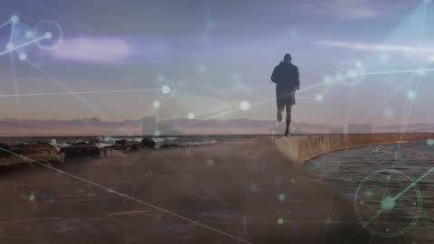 Conceptual Network Overlay on Runner Against Coastal Horizon