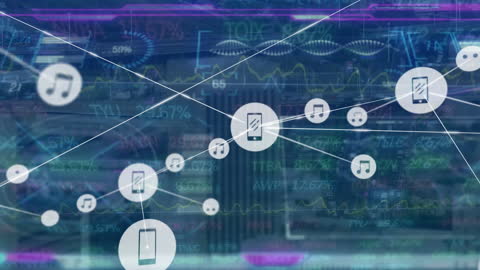 Animated Digital Network with Stock Market Interface