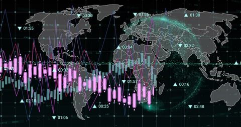 Global Financial Data Trends on Digital World Map - Download Free Stock Images Pikwizard.com