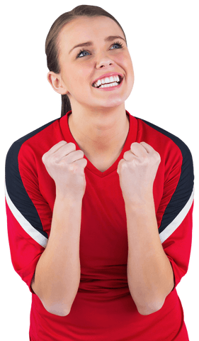 Transparent Joyful Woman Cheering in Red Sports Shirt Celebrating - Download Free Stock Videos Pikwizard.com