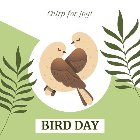 bird day celebration with illustrated birds and green leaves - Download Free Stock Templates Pikwizard.com