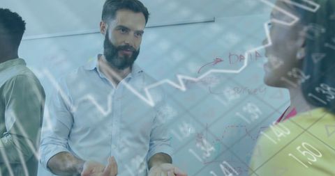 Team Analyzing Digital Financial Data Overlay Discussion