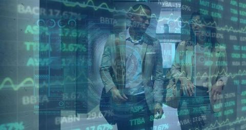 Business Professionals Analyzing Holographic Stock Data in Modern Office - Download Free Stock Images Pikwizard.com