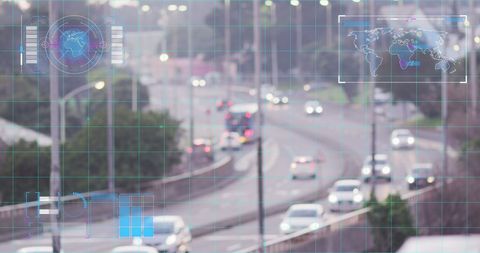 Digital Overlay on City Street with Data Analysis Concept