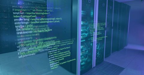 Code Interface Overlay in Modern Data Center - Download Free Stock Images Pikwizard.com