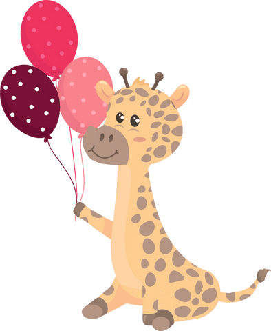 transparent whimsical giraffe holding polka-dotted balloons - Download Free Stock Videos Pikwizard.com