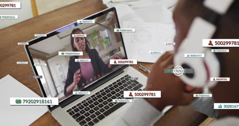 Virtual Business Meeting with Data Integration Concept