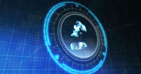 digital technology and finance concept with rotating pound symbol - Download Free Stock Images Pikwizard.com
