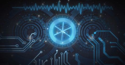 Futuristic Circuit Board Design with Glowing Interfaces and Electromagnetic Waves - Download Free Stock Images Pikwizard.com