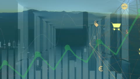 Digital Finance Interface with Icon Overlays