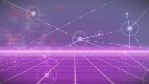 Futuristic Digital Networking with Purple Gridlines