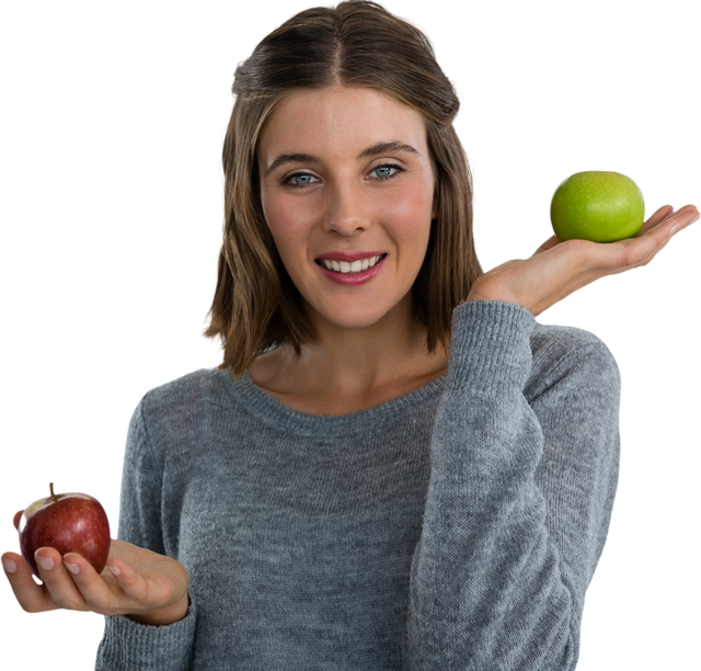 Woman with Two Apples Transparent Background - Download Free Stock Videos Pikwizard.com