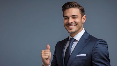 Confident professional in suit embracing millionaire lifestyle
